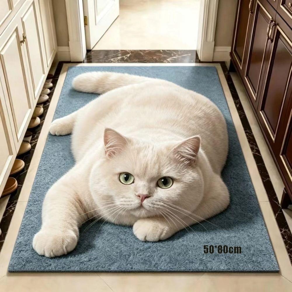 Pet Themed Animal Shaped Carpet 3D Printed Diatom Mud Mat Cat-Shaped Area Rug Home Floor Decor