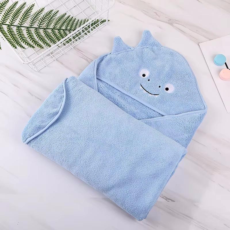 Newborn Baby Bath Towel with Hood Cartoon Coral Fleece Infant Towels Blanket Newborn Baby Bathrobe