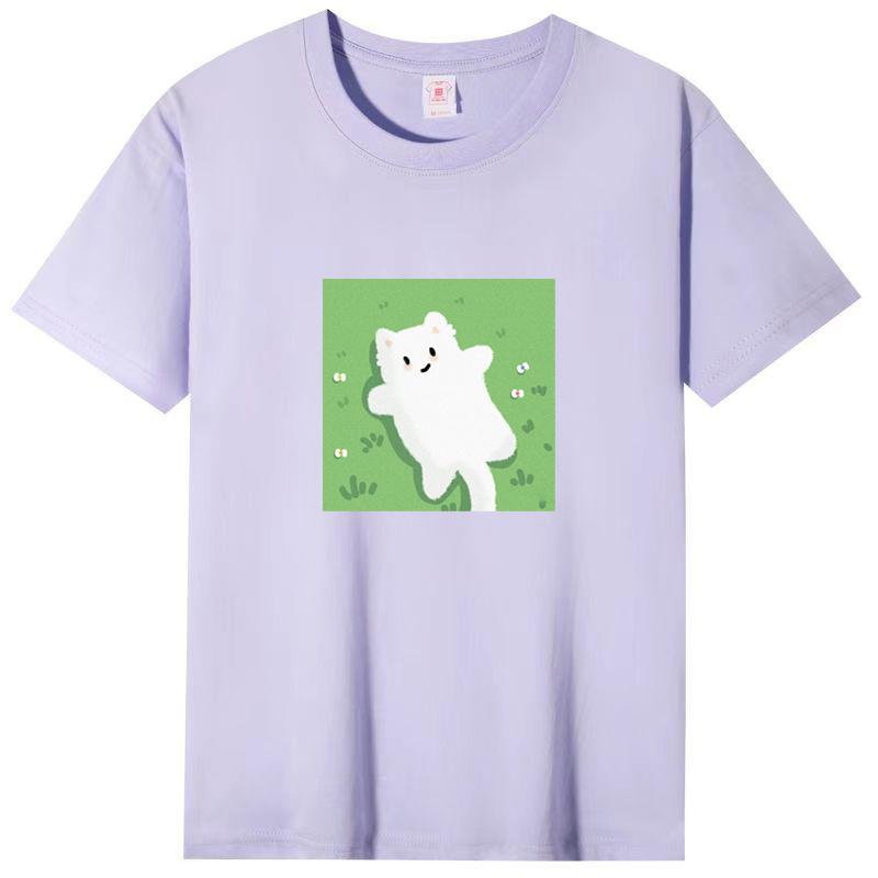 Cotton Short-sleeved T-shirt Female 2025 New Summer Printing Loose Simple Korean Version of The Top Body Shirt Female