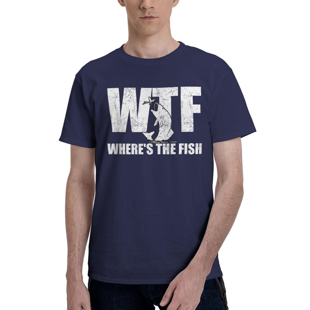 Where's The Fish Men's Funny Fishing Gifts Fathers Day Printed T Shirts for Men Women  Pure Cotton  Tee Shirt Clothes