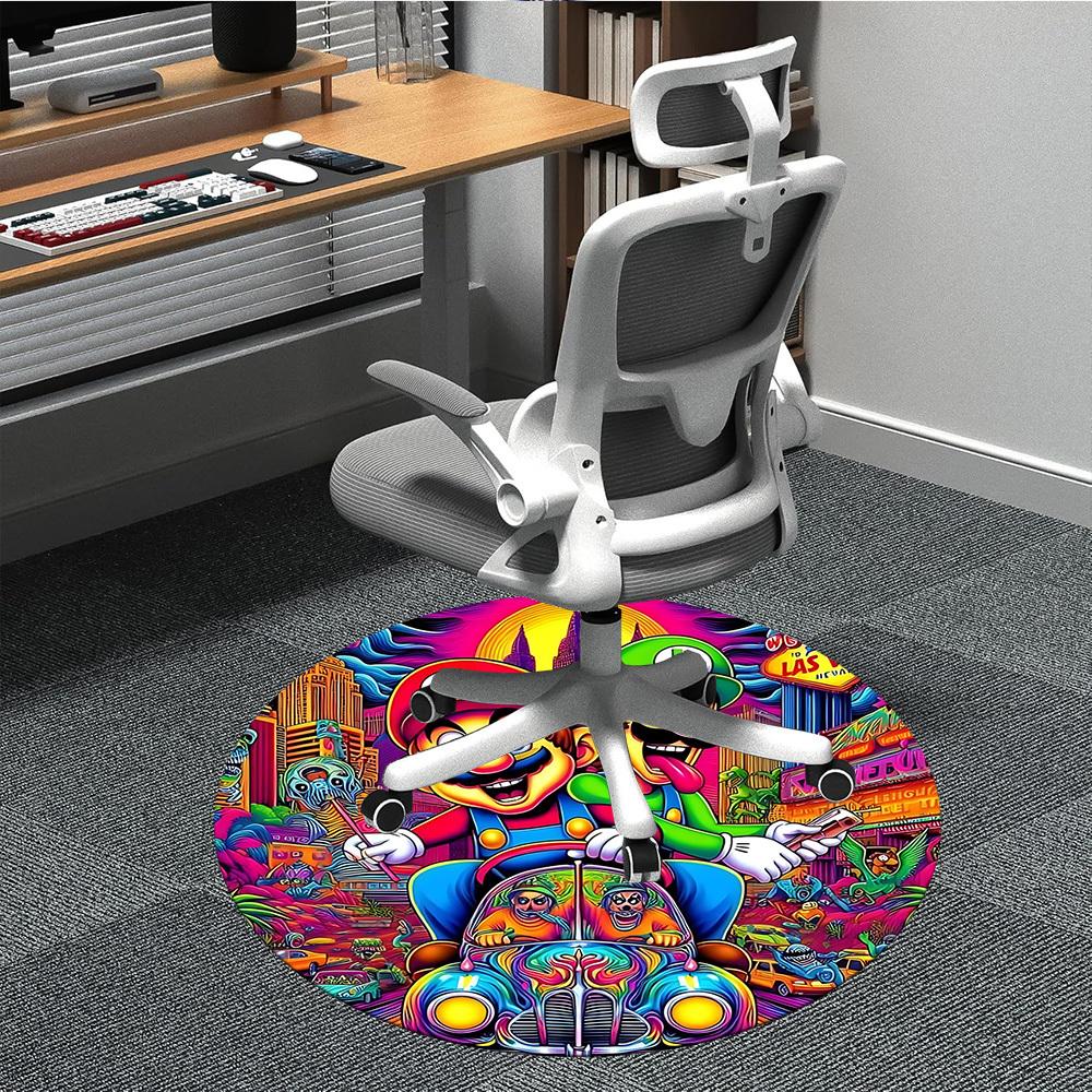 

1PC Mario Bros Office Round Area Rug, Indoor Mat Suitable For Office, Under Office Chairs Bedroom Living Room Home Decor DT1212048 80cm by 80cm