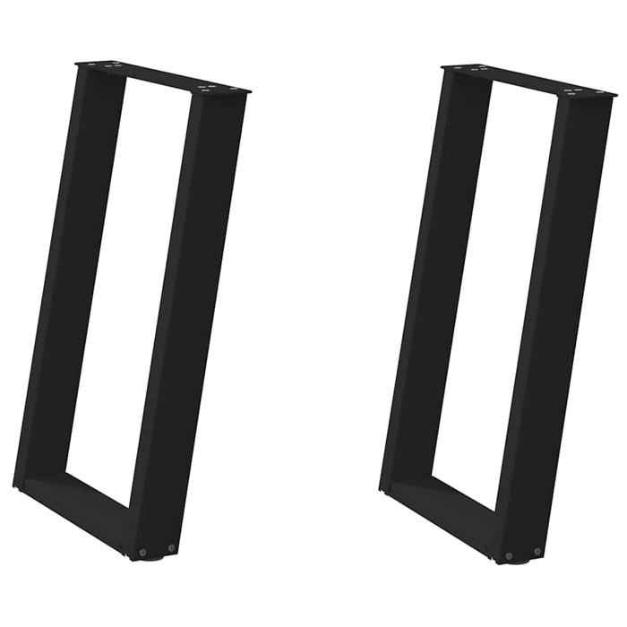 VidaXL Pieds de table à manger en U 2 pièces Noir 50 x (72-73) cm Acier 4012784