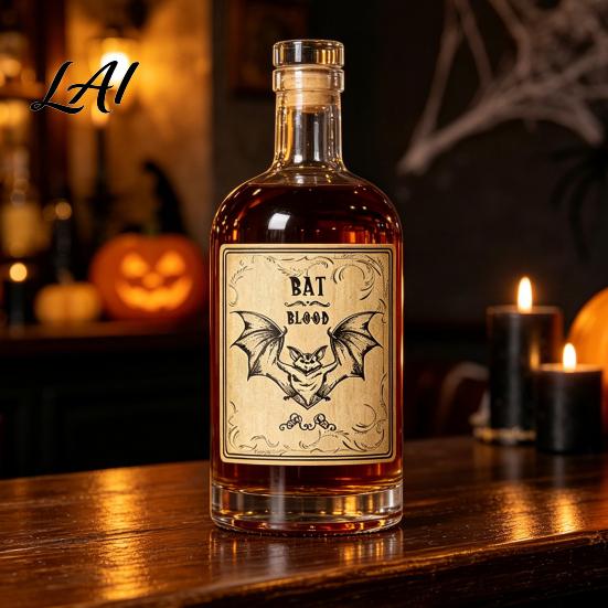 Self Adhesive Bottle Decals 12Pcs Halloween Wine Labels Vintage Retro Stickers with Witch Skull Nostalgic Paper Wraps Bat Pumpkin Design
