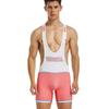 Costum compresiv de wrestling pentru bărbați, body pentru ciclism, fitness, antrenament - Roz Albastru Costum Sport Strâmt Uscare Rapidă