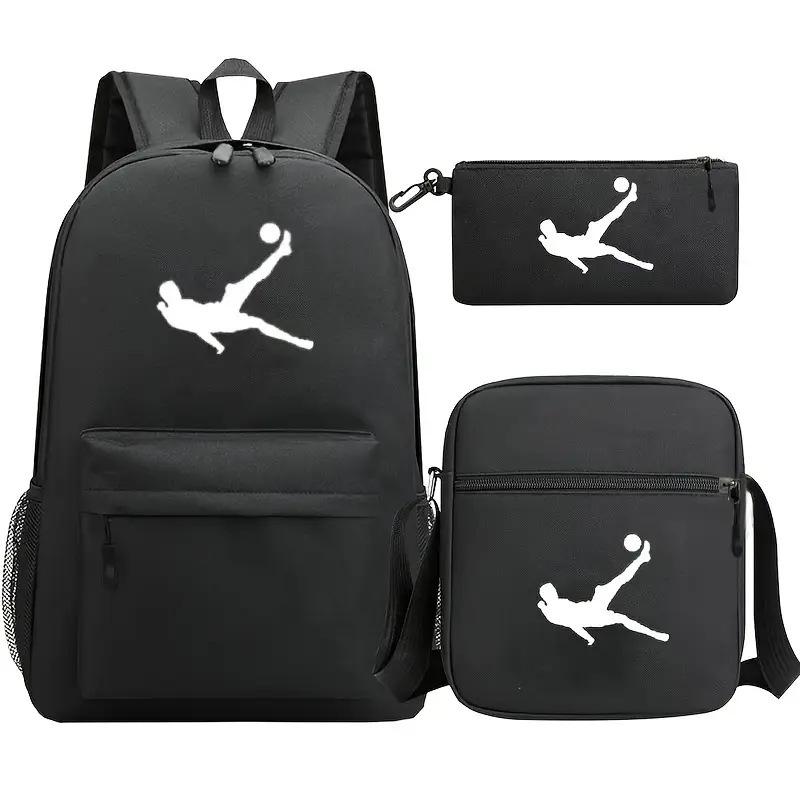 Youth Fashion Backpack Shoulder Bag Pencil Case Children'S Student School Bag 3-Piece Set