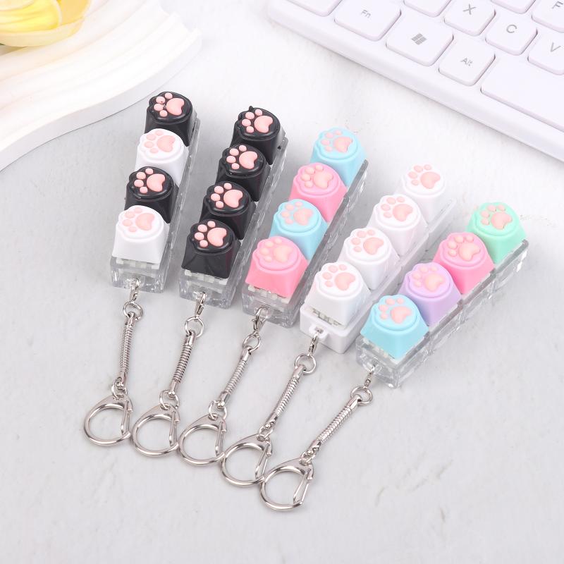 Silicone Cat Paw Keychain Stress Relief Toy For Keyboard Lovers Portable Keyring Gifts