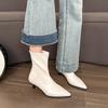 Pointed Fashion Boots, New Korean Short Tube Mid-heel Back Zipper Large-size Women's Boots In Autumn and Winter 2025