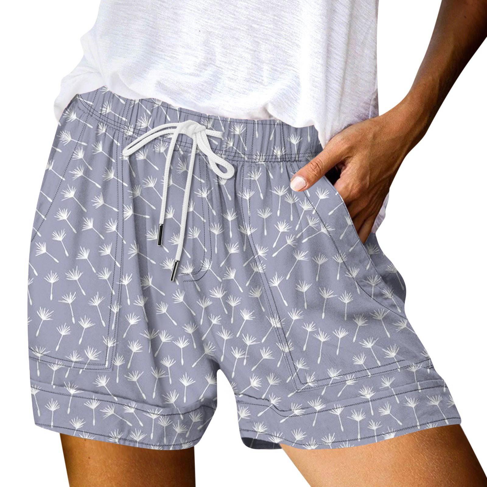 

Женские повседневные летние эластичные пляжные шорты с принтом повседневные шорты XL фиолетовый