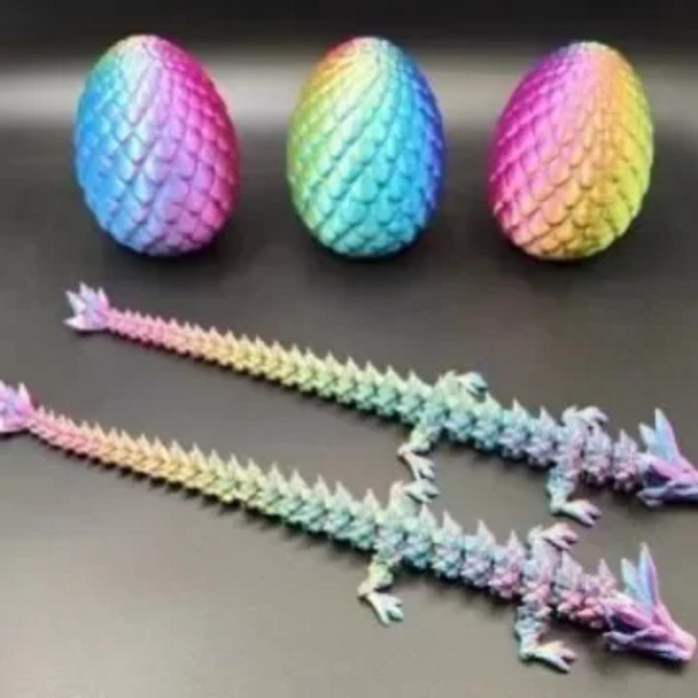 

Напечатанное на 3D-принтере яйцо дракона с полностью подвижной моделью дракона, подвижное вращающееся сочлененное настольное украшение, детская игрушка as picture