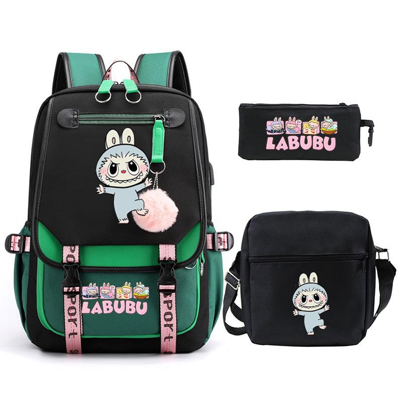 Cartoon Printed Children's Backpack Large Capacity Campus Trend Student Schoolbag Three-piece Set