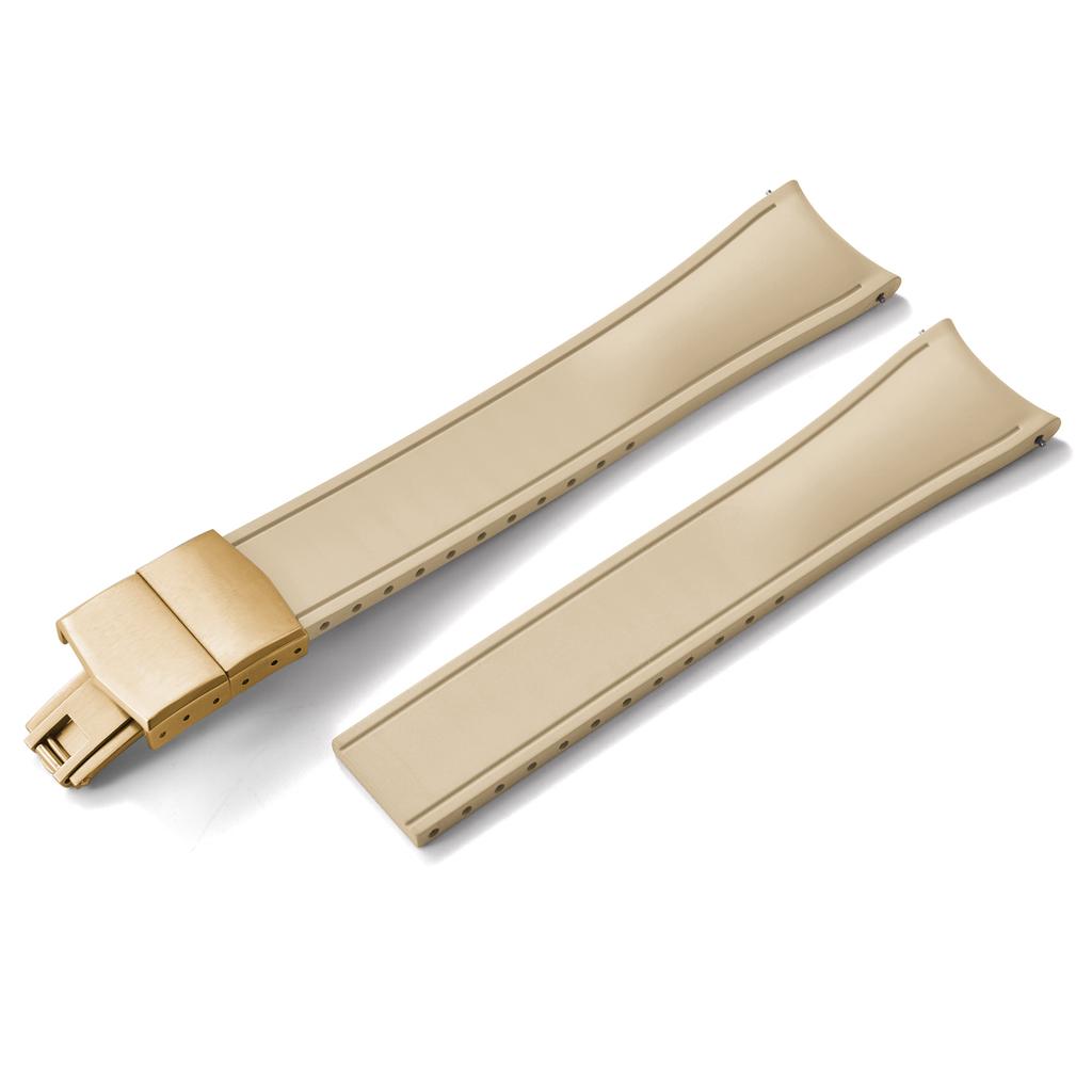 Premium Grade Curved End CTS FKM Rubber Watch Band 20mm 22mm Quick Release Butterfly Buckle Waterproof Soft Flexible Diver Style
