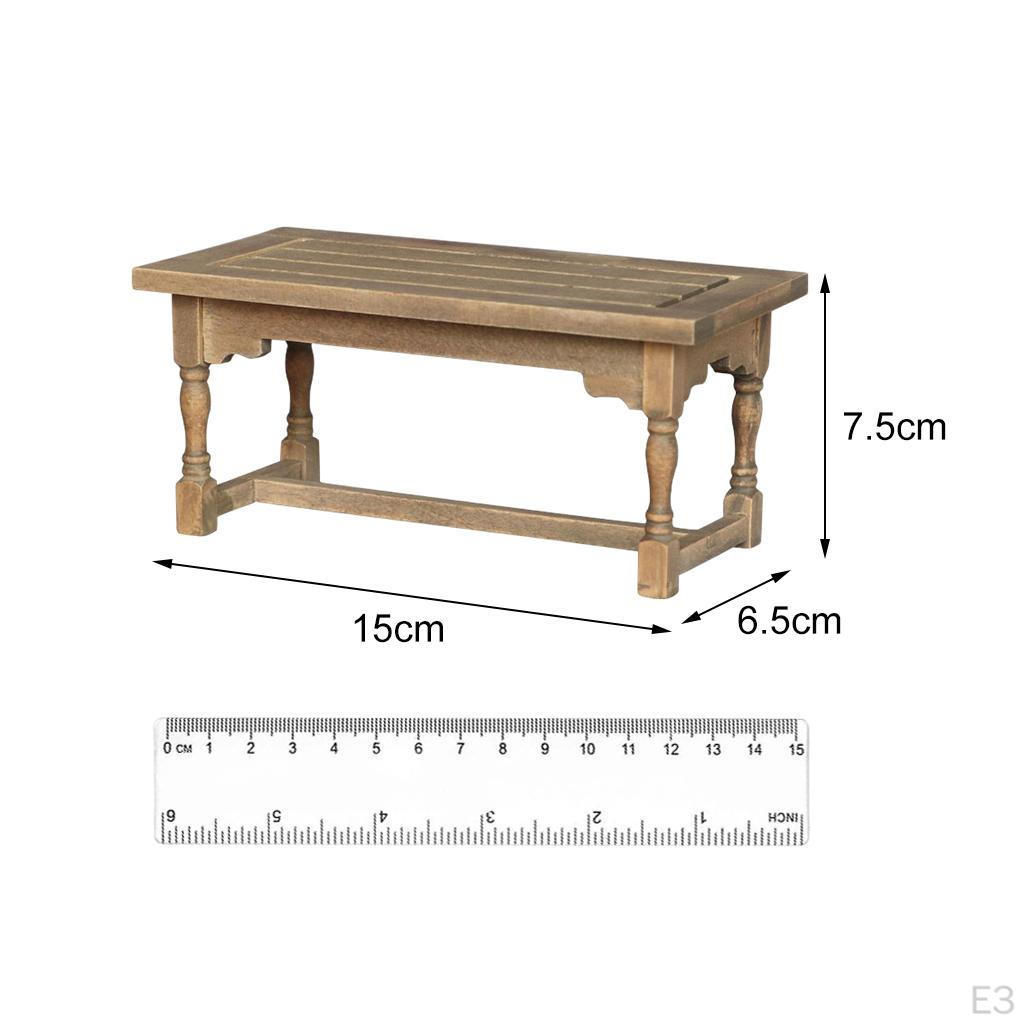 /12 Dollhouse Dining Table Chair Furniture Model Kitchen Decor Pretend Toy Wood Color