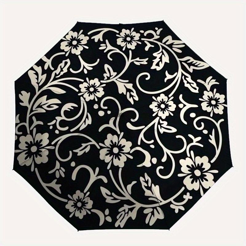 1pc Floral Vine Pattern Umbrella with Plastic Handle,Suitable for All Seasons Home Travel Outdoor UmbrellaM1248
