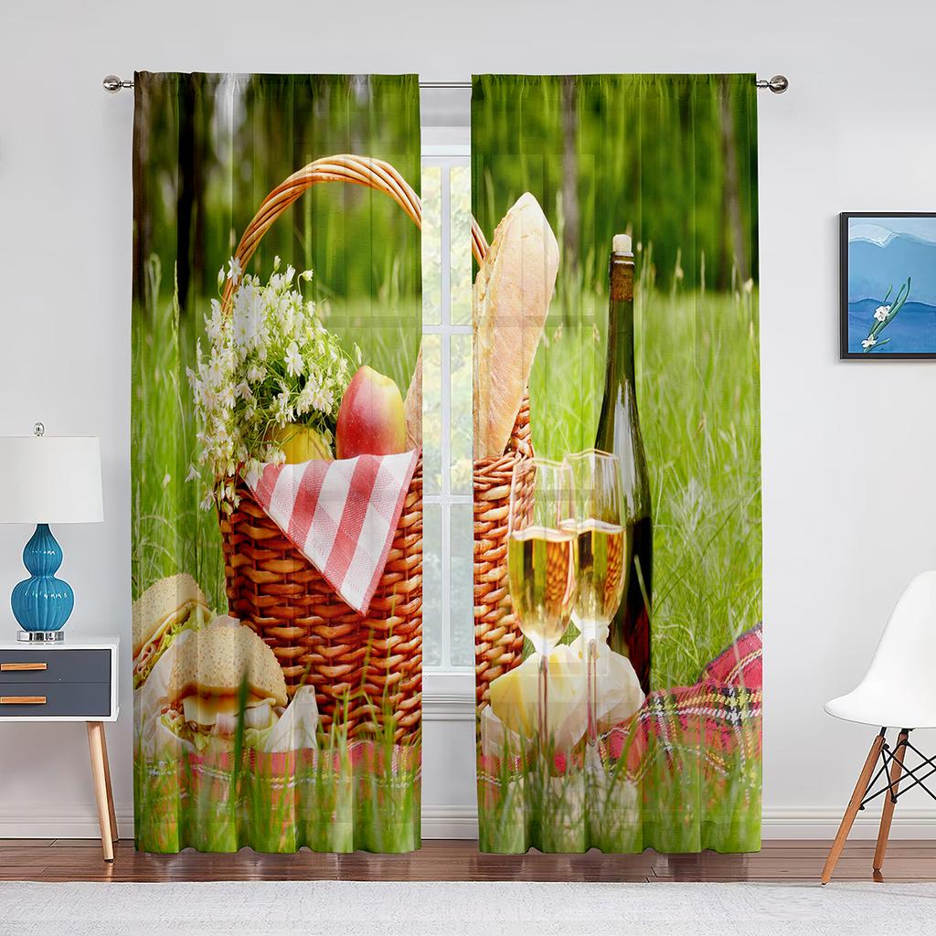 Spices and Herbs Peppers On A Wooden Background Sheer Curtain for Living Room Curtains Bedroom Kitchen Tulle Curtains Window