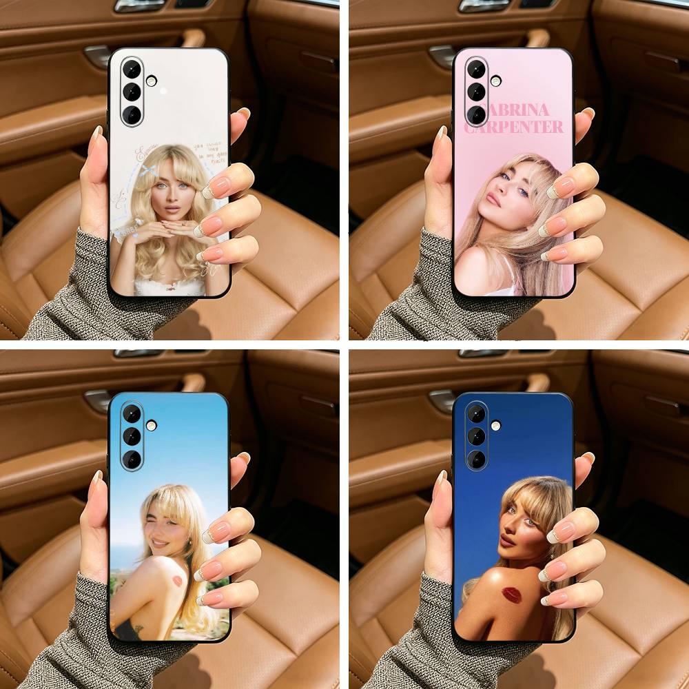 Singer S-Sabrina C-Carpenter Black Soft Silicone Phone Case for Samsung Galaxy A73, A71, A72, A70, A53, A52, A51