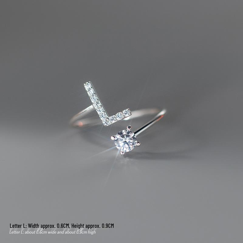Women's Alphabet Rings: Unique Japanese and Korean Style, Plain Band, Open Design for Index Finger.