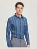 Thick and Comfortable Long-sleeved Casual Striped Warm Shirt with Added Fleece for Men