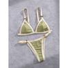 Splicing Ribbed Bikini Women Swimwear Female Swimsuit Two-Pieces Bikini Set High Cut Leg Padded Bather Bathing Suit Swim V7694