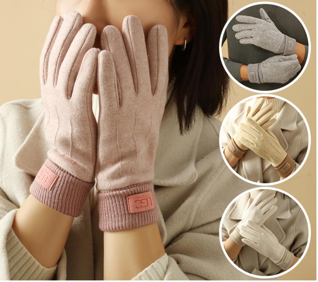 Warm Winter Gloves Velvet Letter Gloves New Plush Gloves Women, Faux Elastic Warm Gloves For Cold Weather