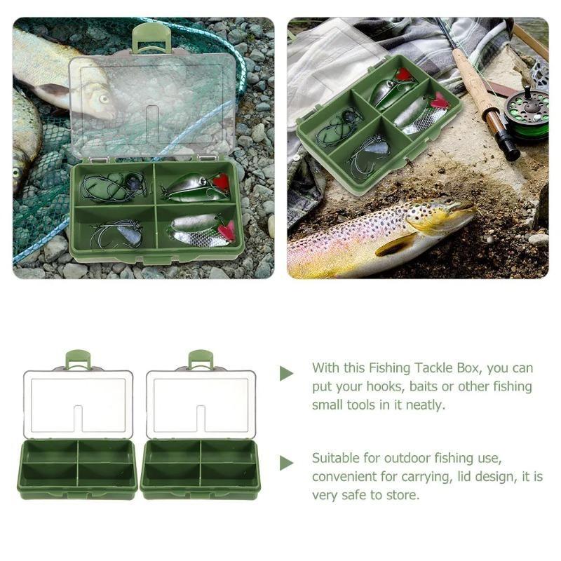 1-8 Compartments Fishing Tackle Box 10.5*6.5cm, Plastic Storage Organizer with Transparent Lid, Green Case for Carp Angling Accessories