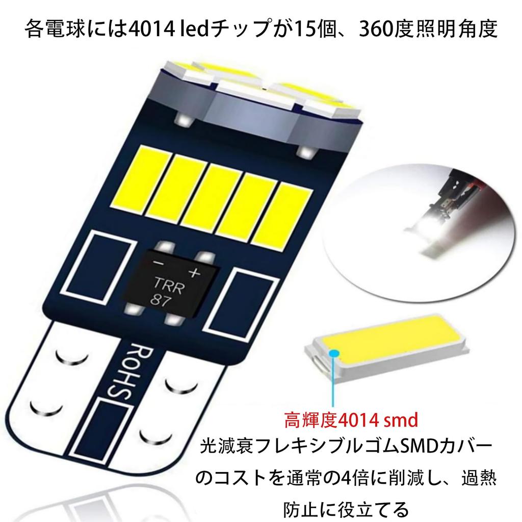 ALLVD T10 LED White Burst Lamp (10 Pcs) Position Lamp Built-in Canceller 5W 4014