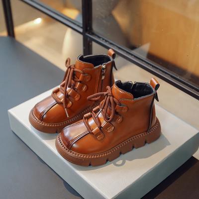 2024 Kinder Kurzstiefel für Mädchen Winter Neue Mode Koreanischer Stil Weiche Sohle Rutschfest Britisch Vielseitig Lederschuhe
