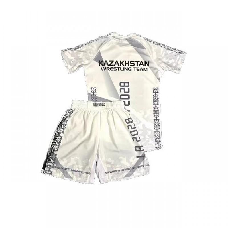 Mens Sporty MMA Training Set Short Sleeve T-Shirt Shorts Mesh Athletic Wear Lightweight Gym Workout Outfit
