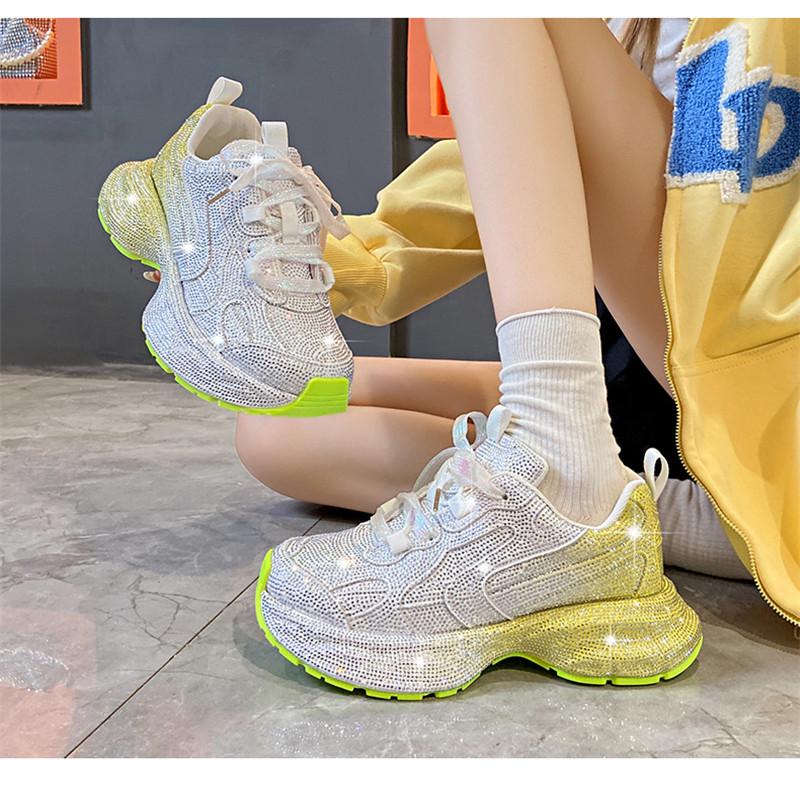 2024 Women Sneakers Rhinestones Shining Crystal Casual Shoes for Men Platform Comfort Vulcanized Shoes Luxury Women Sport Shoes