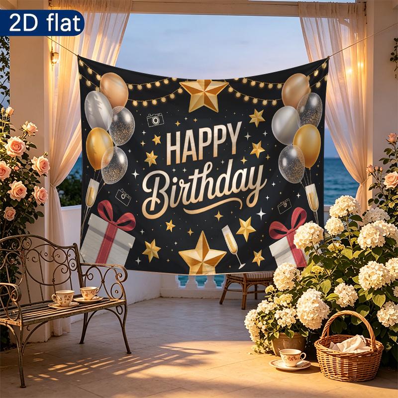Party Backdrop Happy Birthday Birthday Stars Silver Photo Booth Background Front Door Decor