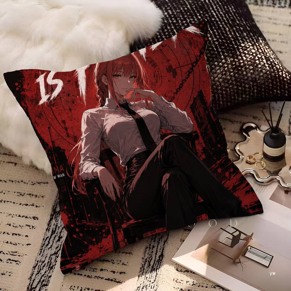 Anime M-Makima Chainsaw Man Cushion Cover Inches Farmhouse Decor Home Throw Pillow Covers for Couch Decorations