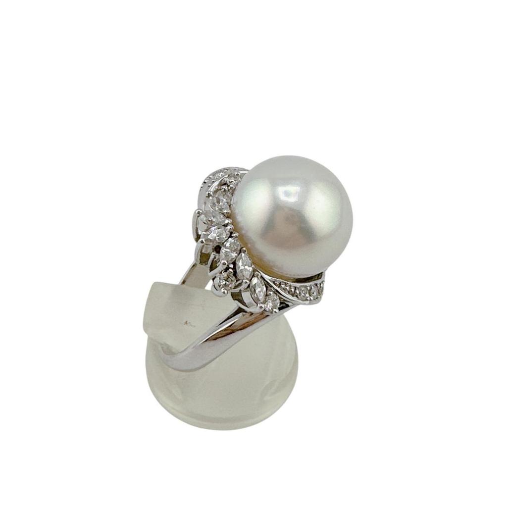 South Sea Pearl White Butterfly Farming Ring Pearl Silverx Pink Women XQ8194 Used