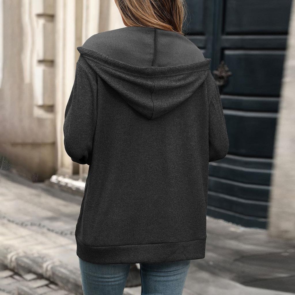 Giacca Casual da Donna con Cappuccio, Maniche Lunghe, Vestibilità Larga e Tasche