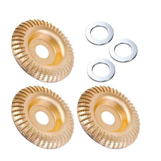 3Pcs Angle Grinder Polishing Pad, Wide Angle Grinder Compatible 4-4.5 Inch with Adapters, Curved Grooved Anti-Clog Teeth for Engraving Polishing