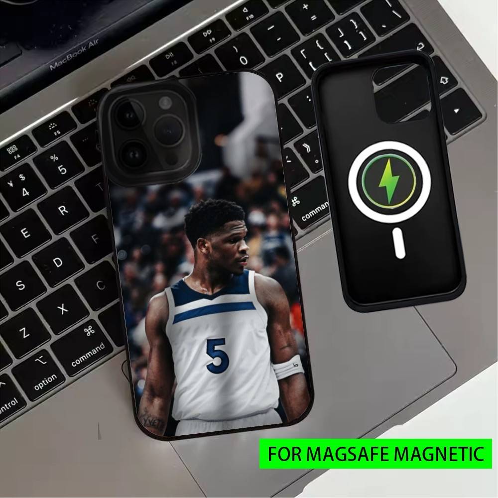 Basketbalová hvězda A-Anthony Edwards Pouzdro na telefon Pro iPhone17,16,15,14,13,12,11 Plus,Pro Max Magnetické Pro Magsafe Bezdrátové nabíjení