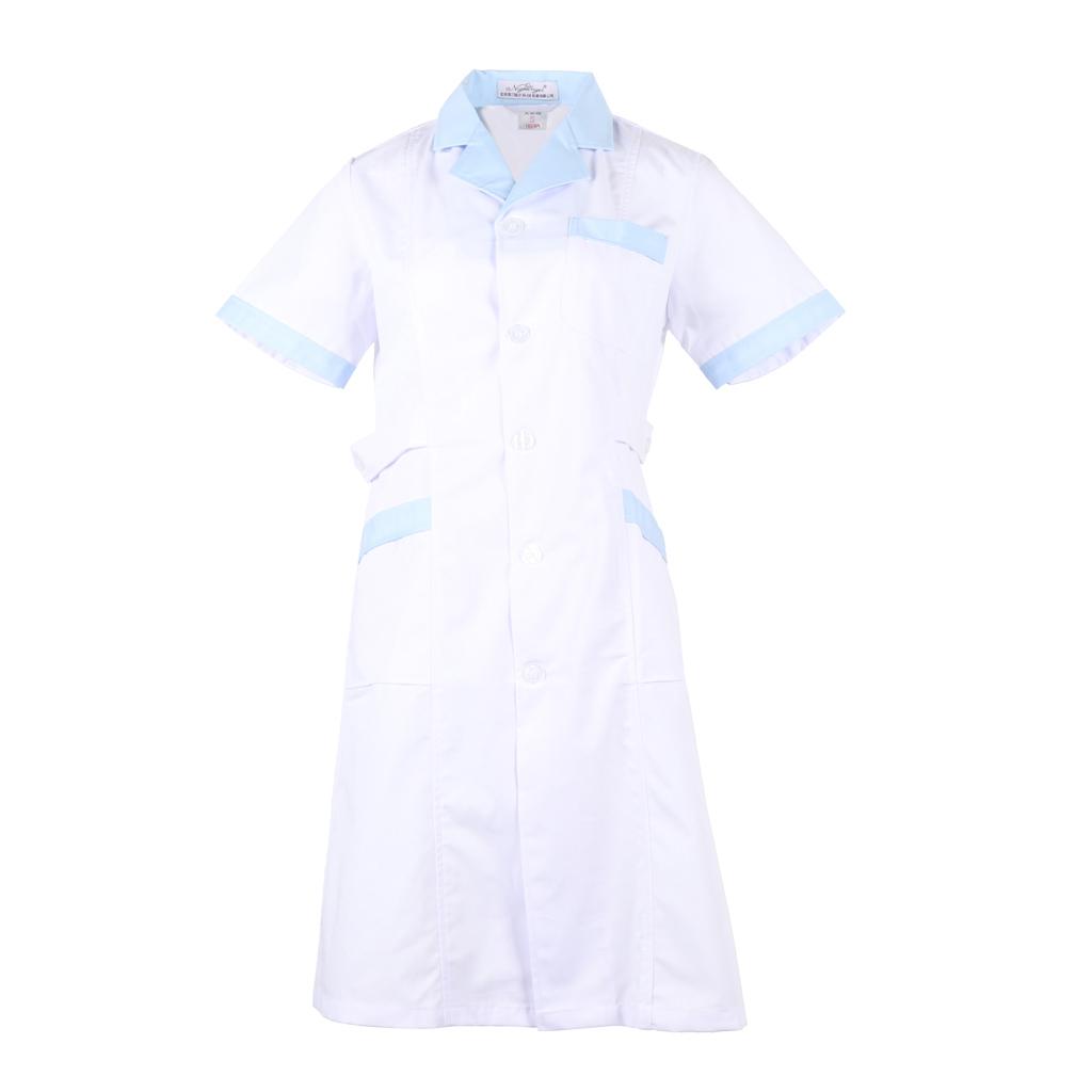 Uniform Lab Coat Short Sleeve Jacket For Women - White, S