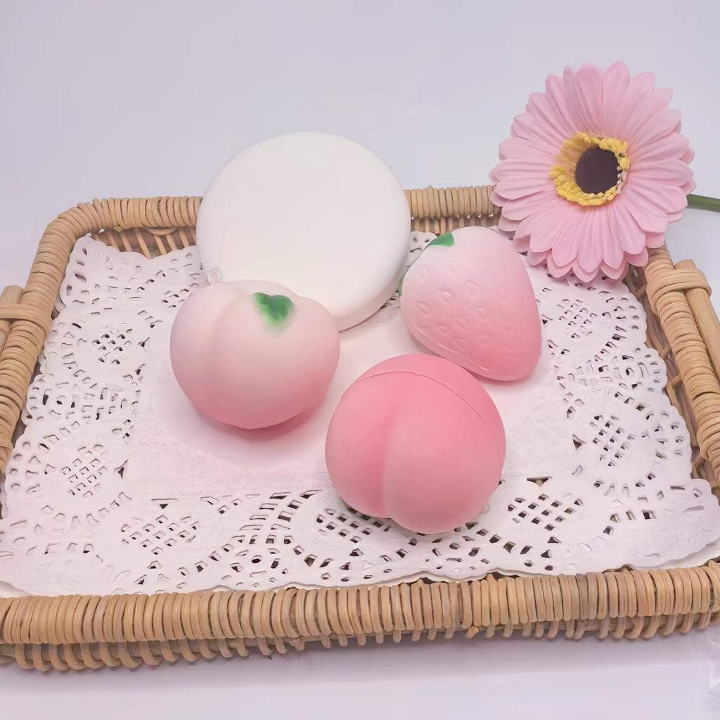 Cherry Blossom Pink Fruit-Colored Peach Apple Strawberry Mousse Cake Pu Soft Slow Rebound Squeeze Fidget Toy Kids Squshy Gift