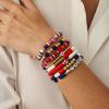 SHIXIN Hip Hop Red Blue Bead Chain Elastic Bracelet Set for Women Vintage Multi Layer Stackable Bangle Festival Jewelry Gift