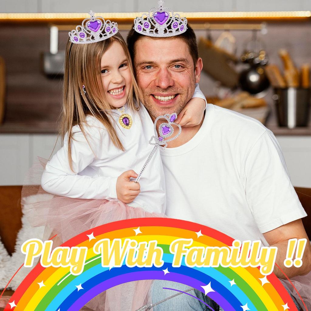 Girl's Princess Role Play Set: Cape, Magic Wand, Crown, and Ring