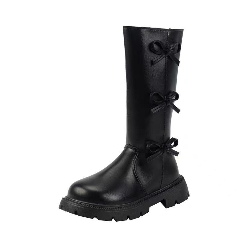 2025 Girls' High-Top Long Boots: Stylish Autumn/Winter Princess Boots with Plus Velvet Cotton