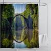 Modern 3D Printing Forest Refreshing Scenery Shower Curtain Waterproof Landscape Green Plant Mountain With Hooks Bathroom Decor