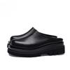 Luxury Leather Platform Man Half Slippers with Heels Genuine Leather Summer Wedding Business Social Shoes Outside Sandals