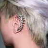 Vintage Punk Silver Color Thorn Spine Bone Ear Clip Earrings for Women Men Hiphop Metal Hanging Earrings Halloween Jewelry Gift