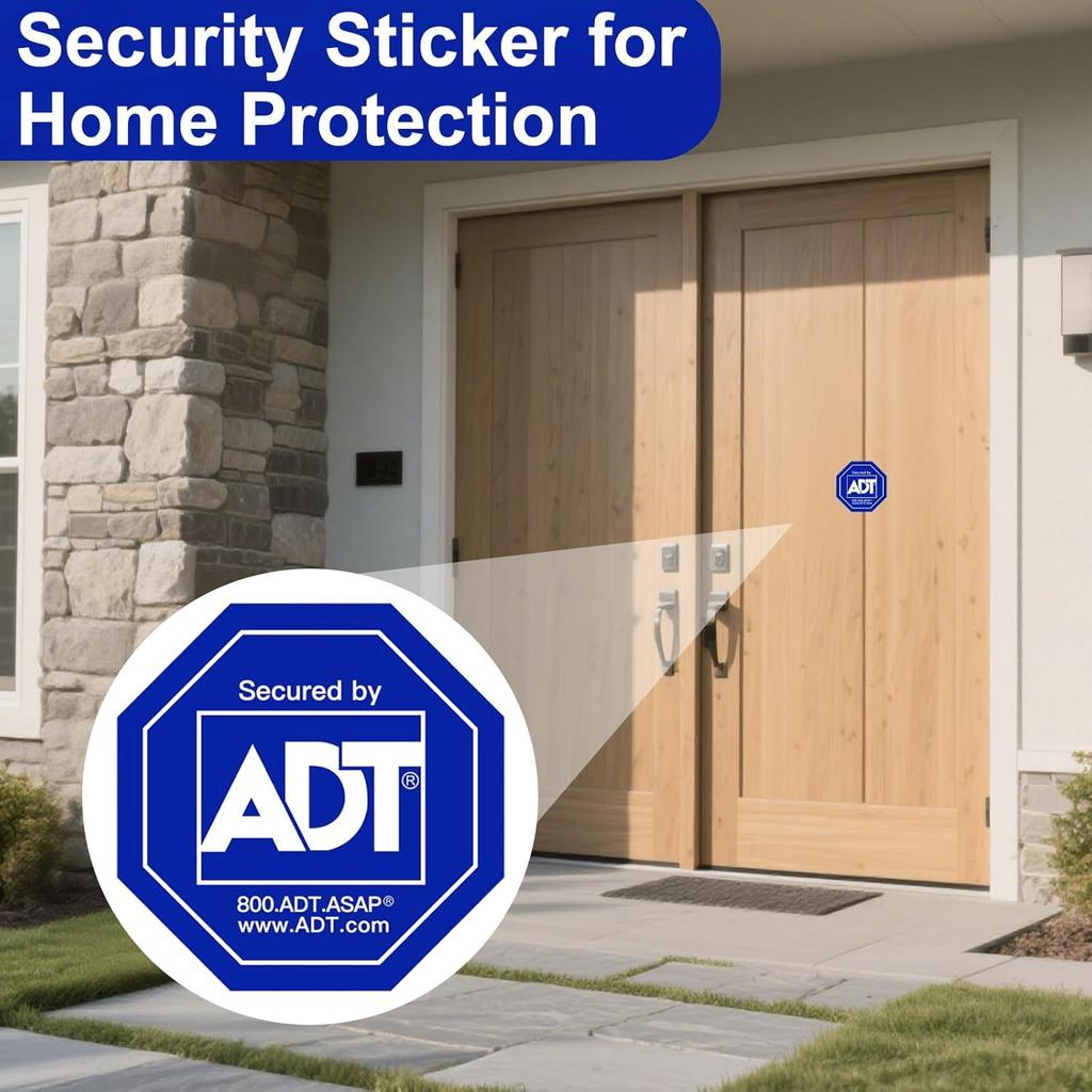 12 Pack ADT Security Stickers, ADT Safety Signs Waterproof Decals for Home Windows and Doors HD Printed