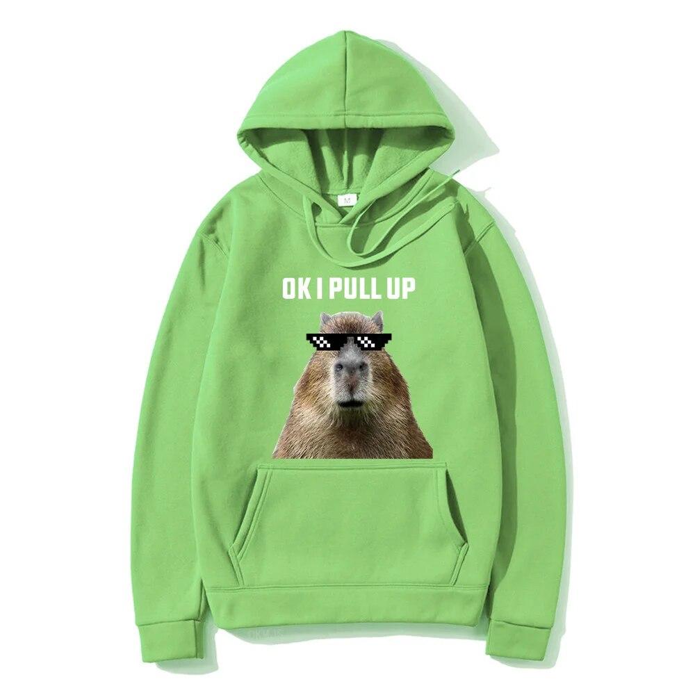 Funny Ok I Pull Up Capybara Print Hoodie Unisex's Casual Oversized Hooded Sweatshirts Gothic Pullovers Hot sell Clothes for Unisex