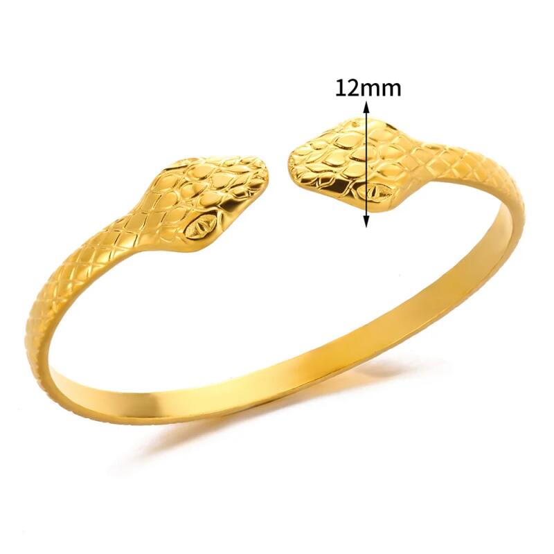 Edelstahl Schlangenarmreif für Damen Vintage Goldfarbe Ästhetischer Charm-Armreif Alltagsschmuck Geschenk mujer