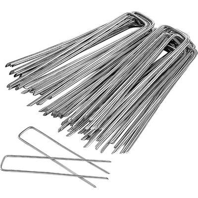 50 Chiodi da giardino a forma di U, spessi 2,5 mm di larghezza 4 cm di lunghezza 10 cm di grandi chiodi a terra a forma di U