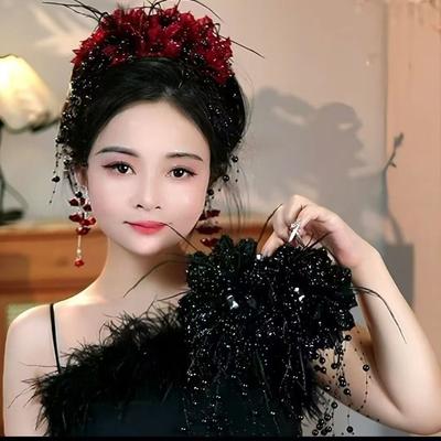 Tassel Grasping Clip Peony Flower Hair Claw Fashion Flower Hairgrips  Women