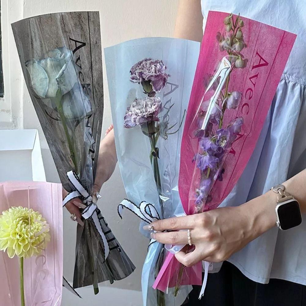 20PCS Handmade DIY Rose Bouquet Packaging Bag Cellophane Flower Wrapping Bag Mother's Day