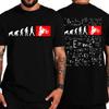 Camiseta Vintage para Hombre Evolución Humana Diseño Motocross Camisetas Autociclo Moto Velocímetro Estampado Doble Cara Juego Tops Negros