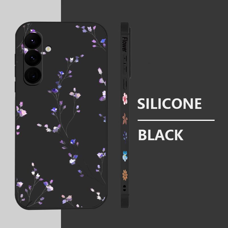 Blue Flowers Pattern Case For Samsung Galaxy S26 S25 Ultra S24 S23 S22 Plus S21 FE A15 A16 A17 A35 A36 A54 A55 A56 5G Soft Cover